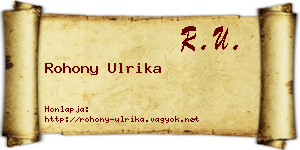 Rohony Ulrika névjegykártya